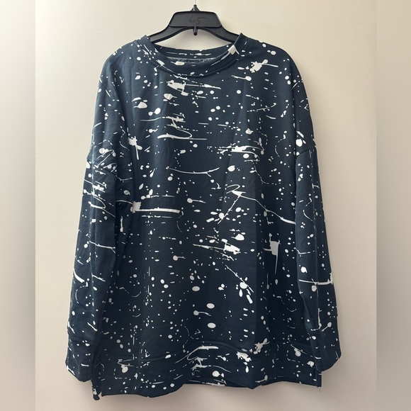 Navy and White Splatter Sweatshirt - Picture 1 of 3